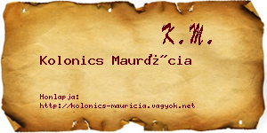 Kolonics Maurícia névjegykártya
